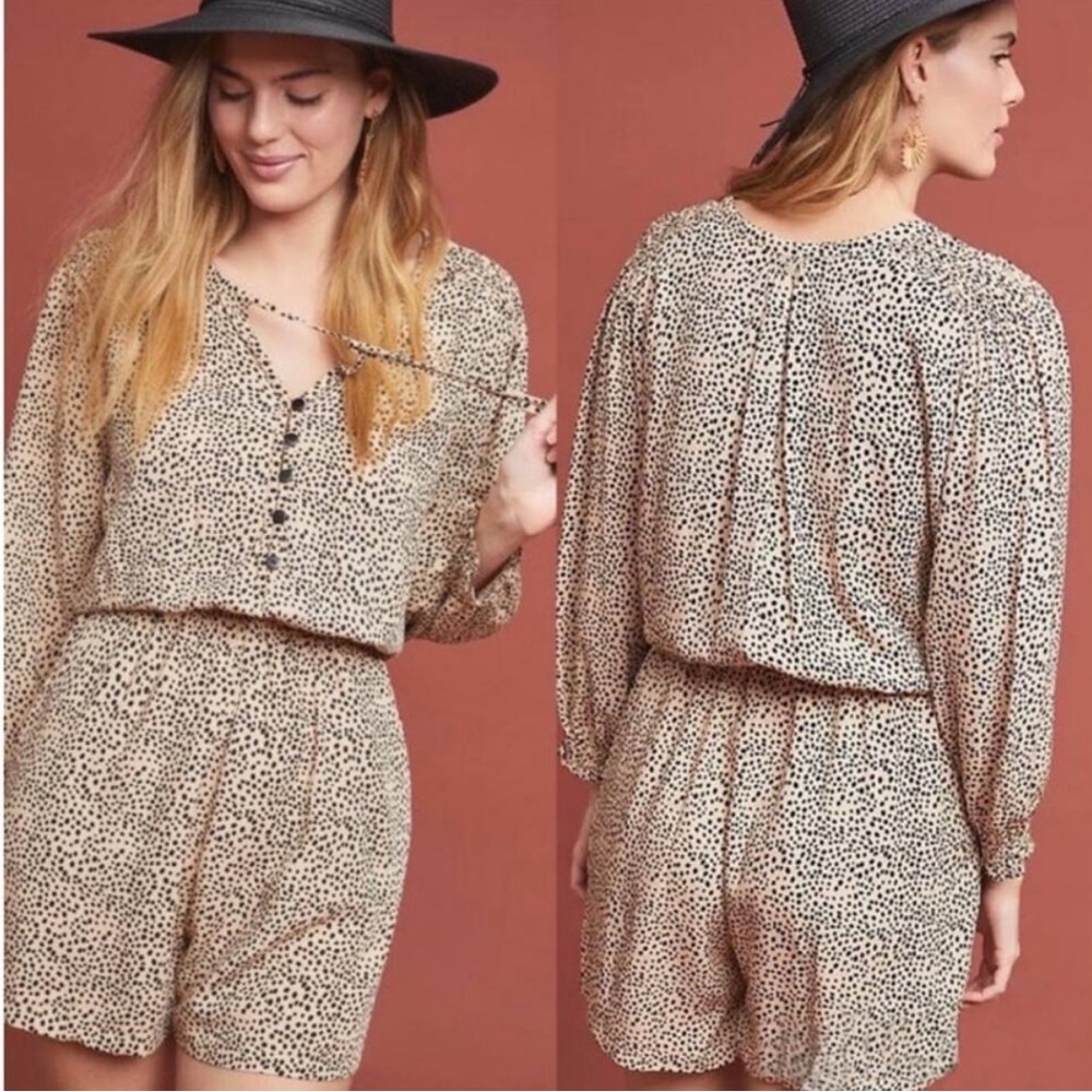 BEACHGOLD by ANTHROPOLOGIE Chelsea Romper • XS/S • Tan/Black Leopard